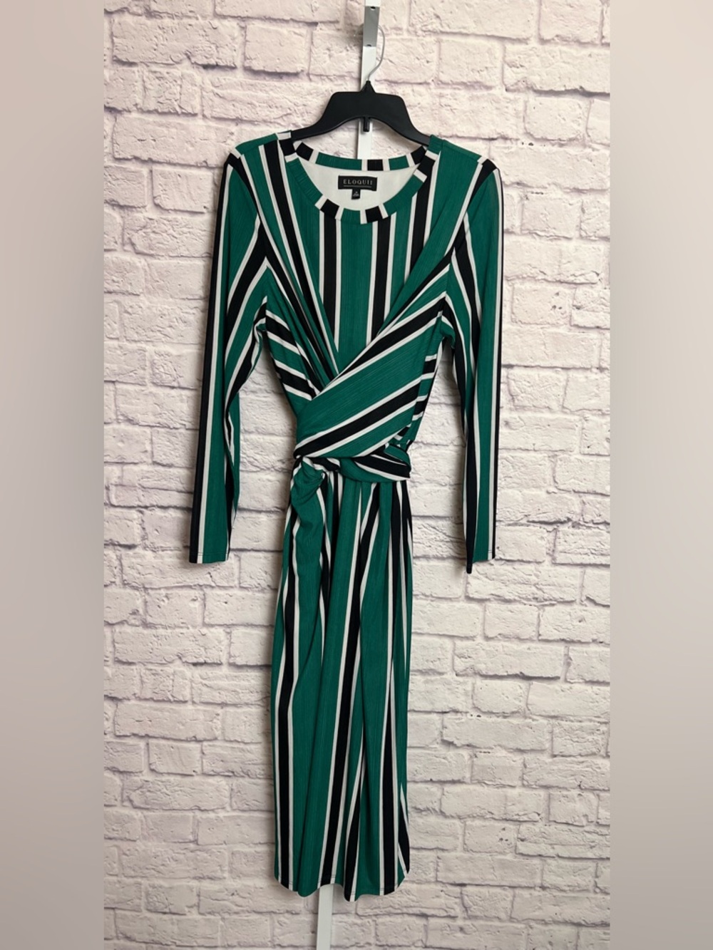 Eloquii Long Sleeved Midi Column Dress with Waist Tie size 18